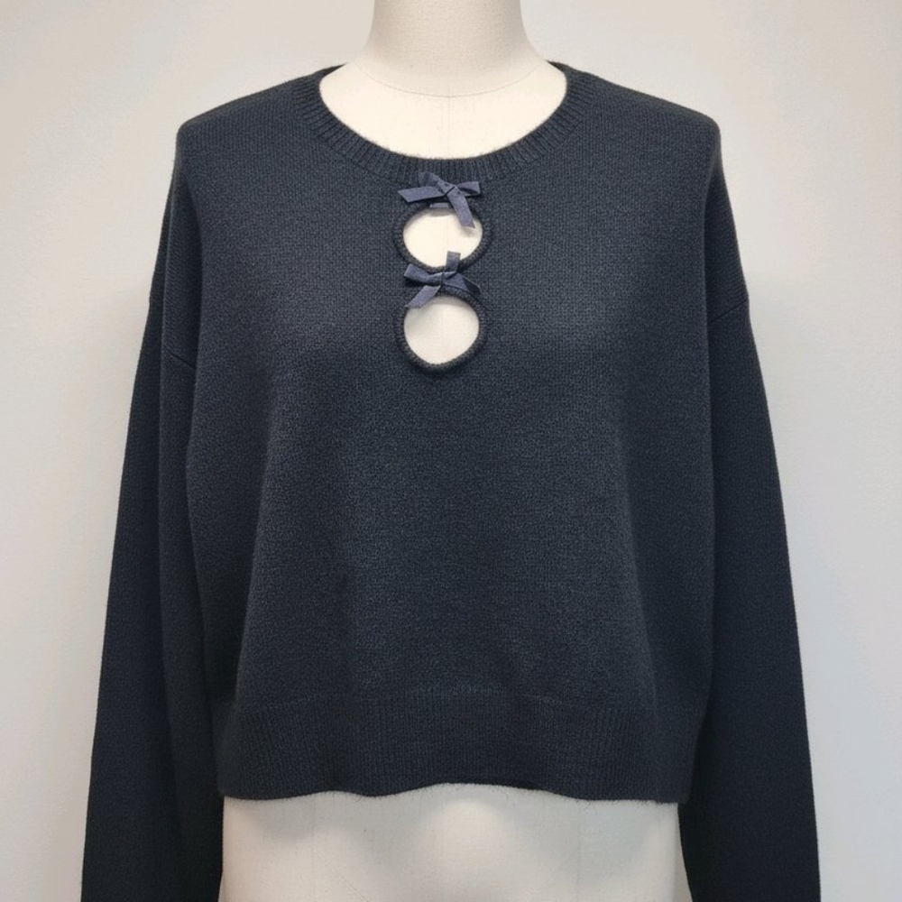FLORENCE BY MILLS BABY BOW PULLOVER SWEATER BLACK SIZE LARGE